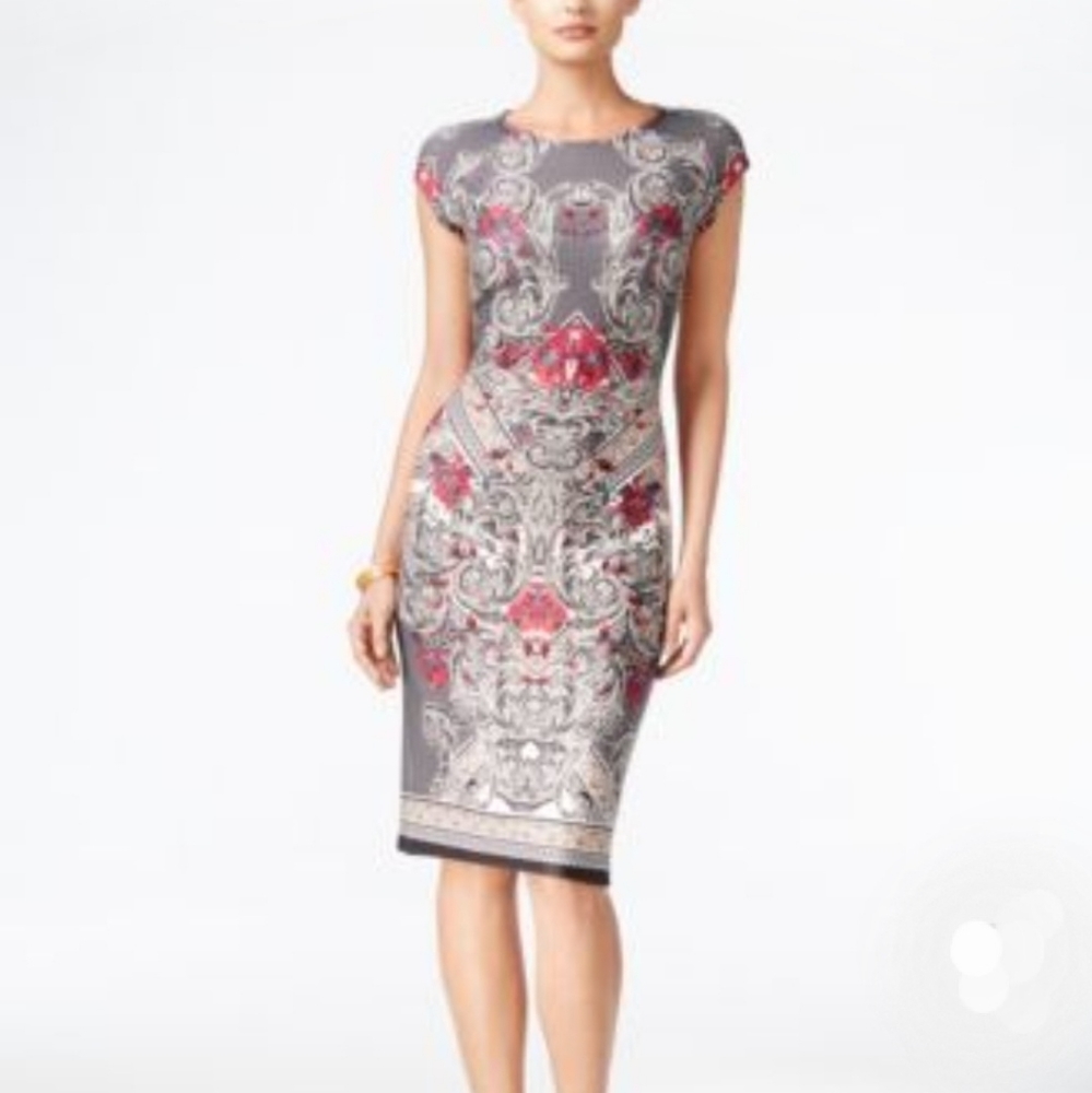 Eci Black Multcolored Patterned Cap Sleeve Dress - image 1
